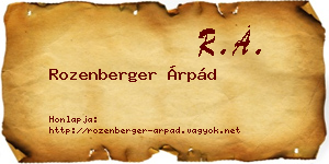 Rozenberger Árpád névjegykártya